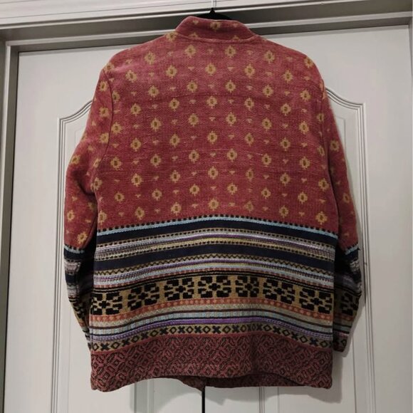 Anthropologie Style Carpet Coat Large Warm Woven Boho India - Picture 3 of 4